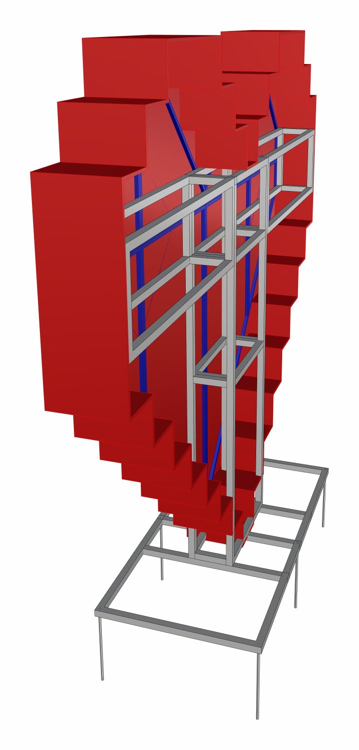 3D sketch, side view showing the depth of the frame.